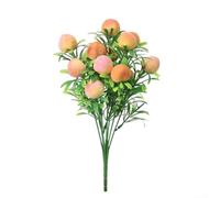 Branche de fruits de fortune artificielle orange décorative pour la maison, le mariage, le bureau, 32 cm, arrangement floral artificiel avec 7 fourchettes et 14 fruits en mousse, (pêches)