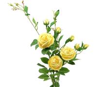 Branche de rose jaune 100cm - Fleurs artificielles décoration, mariage & fleurs en soie