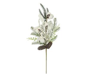 Branche de sapin artificielle avec baies, pommes de pin eucalyptus en coton enneigé, 63 cm, branche décorative, couronne de l'Avent, accessoire de décoration, couronne, décoration de Noël, tige,