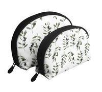Branche D'Olivier Style Aquarelle Nature, Trousse de Maquillage Coquille Femme Petit Porte-Monnaie Trousse de Toilette Trousse à cosmétiques 2 pièces