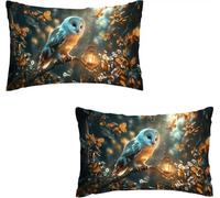 Branche Housse De Coussin Velours, Lot de 2 en Canapé Taie d'oreiller Doux Décoratives Extérieur Coussincarré, Housse Oreiller Neutre, pour Salon Jardin Fauteuil Lit La Chouette 50 x 80 cm I0P-84