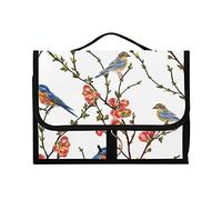 Branches d'arbre japonais avec fleurs rouges, feuilles vertes, oiseaux - 1 trousse de toilette à suspendre - Organiseur de maquillage portable - Étui de rangement pour cosmétiques de voyage avec