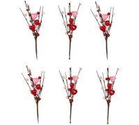 Branches de baies en mousse en forme de cœur pour mariage, après-fête, salon, bar et décoration d'événement nocturne (lot de 6)