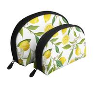 Branches de citronnier Exotiques à Motifs Yummy Delicious, Trousse de Maquillage Coquille Femme Petit Porte-Monnaie Trousse de Toilette Trousse à cosmétiques 2 pièces