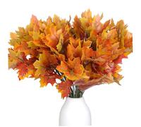 Branches de feuilles d'érable artificielles | Feuille d'érable artificielle 7 branches 6 pièces feuilles 'automne arbustes paquets 'automne pour la maison jardin décoration de table Thanksgiving