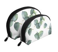Branches De Feuilles D'eucalyptus Aquarelle, Trousse de Maquillage Coquille Femme Petit Porte-Monnaie Trousse de Toilette Trousse à cosmétiques 2 pièces