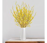 Branches de fleurs de forsythia artificielles de 100 cm de long, faux jasmin jaune, tiges de fleurs artificielles en soie pour l'hiver, le printemps, les bouquets de fleurs de forsythia pour