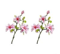 Branches de fleurs de magnolia réalistes pour décoration de la maison et du commerce avec tiges métalliques flexibles et pétales en tissu de soie (violet)
