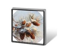 Branches de pin avec cônes enneigés unisexe broches et épingles carrées légères pour vêtements, châle, chapeau