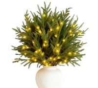 Branches de pin éclairées - 5 pièces de décoration festive de verdure | Branches de ponceau de Noël | Pour la famille et les amis, pour les fêtes et, les vacances, les collections de fêtes en