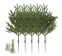 Branches de pin éclairées, 5 pièces, décoration de Noël artificielle pour la maison, tiges de pin éclairées avec des lumières LED chaudes, design hivernal réaliste, accent de vacances festif pour la f