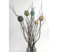 Branches de saule séchées avec boules en rotin pour décoration de Noël, bâtons décoratifs pour vases, loisirs créatifs, Noël, mariage (naturel)