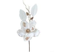 Branches d'orchidée phalaenopsis artificielles avec magnolia pour décoration de table et d'intérieur, fabriquées à partir de tissu pour une utilisation décorative durable (blanc)