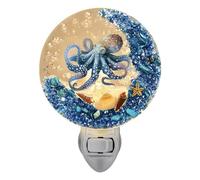 Branchez la lumière de l'océan | Tortue de mer bleue à brancher sur une lampe LED murale | Lumière animale de coquillage d’étoile de mer vintage, thème d’océan nautique pour l’escalier de chambre à co
