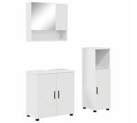 Brand 3-Piece Glossy White Bathroom Vanity, Mirror & Wall Cabinet Set