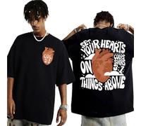 Brand-dashcos T-Shirt Écriture Chrétienne - Recherchez Les Choses D'en Haut Colossiens 3:1-2 Impression, Noir Mélange Coton T-Shirt