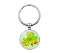 Brand-gangdiude Pendentif Porte-clés Lucky Four Leaf Clover en cristal de verre Accessoire