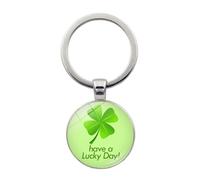 Brand-gangdiude Pendentif Porte-clés Lucky Four Leaf Clover en cristal de verre Accessoire