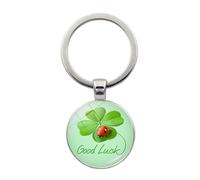 Brand-gangdiude Pendentif Porte-clés Lucky Four Leaf Clover en cristal de verre Accessoire