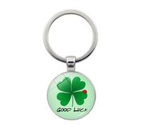 Brand-gangdiude Pendentif Porte-clés Lucky Four Leaf Clover en cristal de verre Accessoire