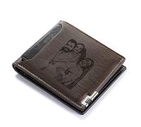 Brand new Portefeuille Homme Portefeuille Personnalisé Photo Porte-Feuille en Cuir Véritable de Vache pour Hommes avec Porte-Carte, Cadeau Parfait pour Noël la Famille Ami Papa (#2dark Brown)