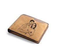 Brand new Portefeuille Homme Portefeuille Personnalisé Photo Porte-Feuille en Cuir Véritable de Vache pour Hommes avec Porte-Carte, Cadeau Parfait pour Noël la Famille Ami Papa (#2brown)