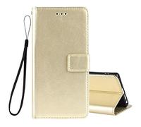 BRAND SET Coque Flip pour Wiko Y81 TPU Bumper Protection Etui Support Carte Credit Antichoc Housse en Cuir pour Wiko Y81(Or)