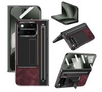 BRAND SET Coque pour Google Pixel 11 Pro Fold avec Support et Porte-Stylet, Étui PC avec Antichoc, Protection d’écran Intégrée, Protection de Charnière et Caméra, Bordeaux