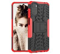 BRAND SET Coque pour Motorola Moto G22 4G Supports TPU Silicone Case + PC Tough Armor Cover Double Couche Protection Anti-Rayures Antichoc Case Étui pour Motorola Moto G22 4G-Rouge