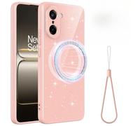 BRAND SET Coque pour OnePlus Ace 5 Racing, Étui Fin à Paillettes avec Dragonne, Coque de Protection Antichoc, Compatible Magnétique, Rose