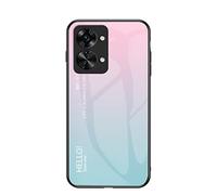 BRAND SET Coque pour OnePlus Nord 2T 5G Antichoc Dos en Verre Trempé et Bord en Silicone TPU Résistant aux Chocs à Un Étui de Protection Etui pour OnePlus Nord 2T 5G-Rose Bleu