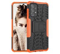 BRAND SET Coque pour Samsung Galaxy A23 4G Supports TPU Silicone Case + PC Tough Armor Cover Double Couche Protection Anti-Rayures Antichoc Case Étui pour Samsung Galaxy A23 4G-Orange
