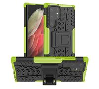 BRAND SET Coque pour Samsung Galaxy S22 Ultra 5G Supports TPU Silicone Case + PC Tough Armor Cover Double Couche Protection Anti-Rayures Antichoc Case Étui pour Samsung Galaxy S22 Ultra 5G-Vert
