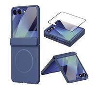 BRAND SET Coque pour Samsung Galaxy Z Flip8, Étui PC Antichoc, Protection d’Écran Intégrée, Protection Charnière, Charge sans Fil, Bleu