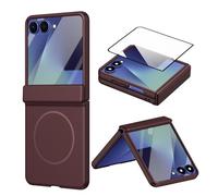 BRAND SET Coque pour Samsung Galaxy Z Flip8, Étui PC Antichoc, Protection d’Écran Intégrée, Protection Charnière, Charge sans Fil, Bordeaux