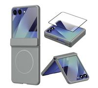 BRAND SET Coque pour Samsung Galaxy Z Flip8, Étui PC Antichoc, Protection d’Écran Intégrée, Protection Charnière, Charge sans Fil, Gris