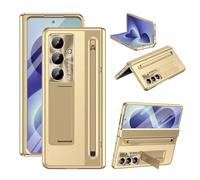 BRAND SET Coque pour Samsung Galaxy Z Fold8, Dos en Cuir avec Support S Pen, Protection Charnière, Support, Résistance aux Chocs, Protection Caméra, Étui avec Protection d’écran, Or