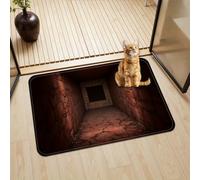 Brand-xrbanime Paillasson Extérieur Entrée Personnalisé, Tapis 3D Tunnel de Briques Rouges Tapis Illusion d'Optique 3D Lavable Durable Chambre