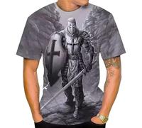 Brand-xrbanime T-Shirt Templiers pour Hommes T-Shirts à Manches Courtes Renaissance de l'Ordre des Templiers T-Shirt médiéval imprimé en 3D
