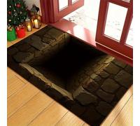 Brand-xrbanime Tapis 3D Fissure de Pierre Jaune, Tapis Illusion d'Optique 3D Lavable Résistant à la Saleté Paillasson Extérieur Entrée Personnalisé