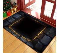 Brand-xrbanime Tapis 3D Fissure de Pierre Jaune, Tapis Illusion d'Optique 3D Lavable Résistant à la Saleté Paillasson Extérieur Entrée Personnalisé