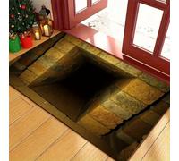 Brand-xrbanime Tapis 3D Fissure de Pierre Jaune, Tapis Illusion d'Optique 3D Lavable Résistant à la Saleté Paillasson Extérieur Entrée Personnalisé