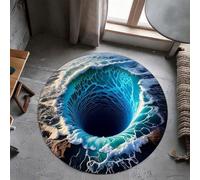 Brand-xrbanime Tapis Rond Antidérapant Lavable avec Imprimé ludique, Tapis de Sol Doux, Paillasson Circulaire à Illusion d'optique Décoration Intérieure