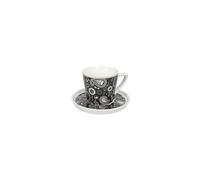 Brandani 52830 Tasse à café Shanti avec soucoupe New Bone China, 12 x 7 cm, 100 ml, noir avec décor Shanti