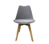 BRANDANI chaise moderne polypropylène polyuréthane gris perle et bois - Scandi perle