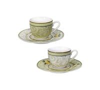 BRANDANI Tasse à café Espresso 50ml Set 2 pièces Citrons 250ml Porcelaine