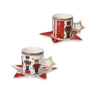 BRANDANI - Tasse de The Set 2 pièces Lo Casse-Noisette Table de Noël 8 cm Porcelaine 84174