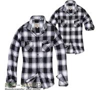 Brandit Chemise en flanelle à manches longues Amy Blanc/Noir S Femme