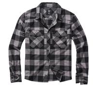 Brandit Chemise à manches longues Check – Noir/Gris – M Homme
