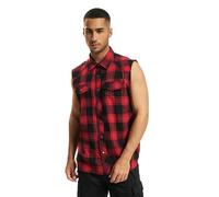 Brandit Check Shirt Sleeveless, Color: red/black, Size: XXL